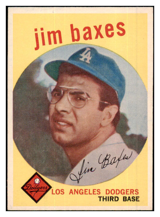 1959 Topps Baseball #547 Jim Baxes Dodgers EX+/EX-MT 505682