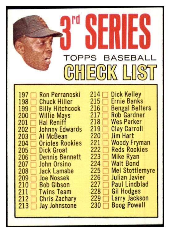 1967 Topps Baseball #191 Checklist 3 Willie Mays EX-MT 505701