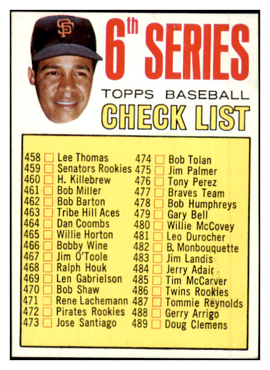 1967 Topps Baseball #454 Checklist 6 Juan Marichal EX-MT 505703