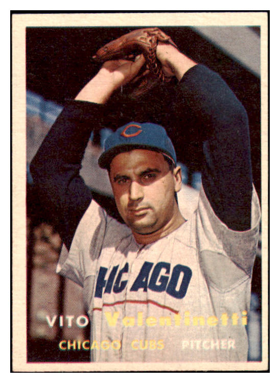 1957 Topps Baseball #074 Vito Valentinetti Cubs EX-MT 506005