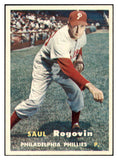 1957 Topps Baseball #129 Saul Rogovin Phillies EX-MT 506025