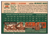 1954 Topps Baseball #068 Sammy Calderone Braves EX-MT 506315