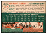 1954 Topps Baseball #119 Johnny Antonelli Giants EX 506355