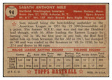 1952 Topps Baseball #094 Sam Mele Senators VG-EX 506454