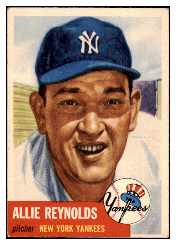 1953 Topps Baseball #141 Allie Reynolds Yankees VG-EX 506736