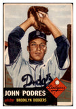 1953 Topps Baseball #263 Johnny Podres Dodgers VG 506752