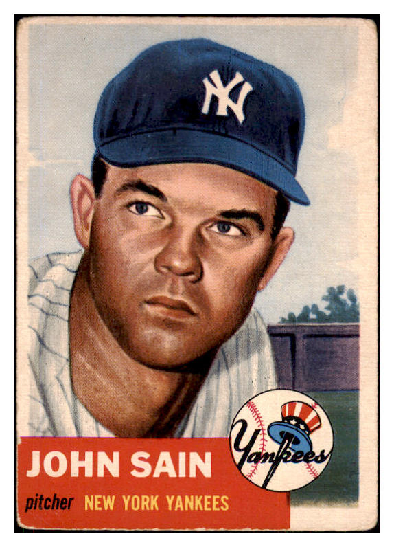 1953 Topps Baseball #119 Johnny Sain Yankees VG 506799