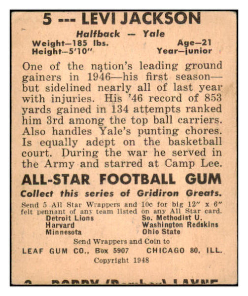 1948 Leaf Football #005 Levi Jackson Yale VG-EX 506875