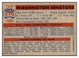 1957 Topps Baseball #270 Washington Senators Team EX-MT 506981