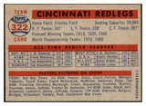 1957 Topps Baseball #322 Cincinnati Reds Team EX-MT 506990