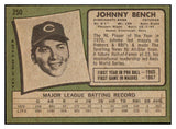 1971 Topps Baseball #250 Johnny Bench Reds EX 507068