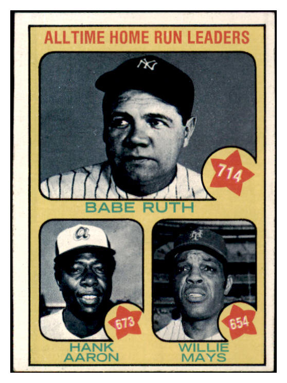 1973 Topps Baseball #001 Hank Aaron Babe Ruth Willie Mays EX-MT 507194