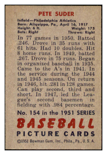 1951 Bowman Baseball #154 Pete Suder A's NR-MT 507297
