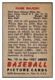 1951 Bowman Baseball #012 Hank Majeski White Sox NR-MT 507300