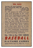 1951 Bowman Baseball #156 Del Rice Cardinals NR-MT 507302