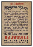 1951 Bowman Baseball #120 Joe Coleman A's NR-MT 507314