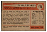 1954 Bowman Baseball #171 Carlos Bernier Pirates EX-MT 507448