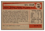 1954 Bowman Baseball #040 Gil Coan Senators EX-MT 507449