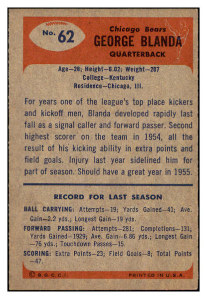 1955 Bowman Football #062 George Blanda Bears EX-MT 507471