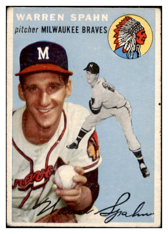 1954 Topps Baseball #020 Warren Spahn Braves VG-EX 507654