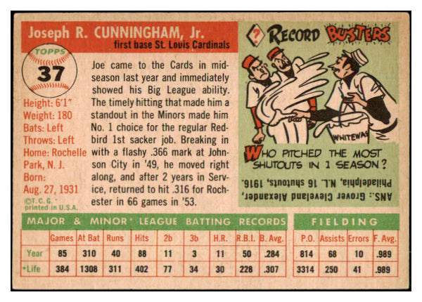 1955 Topps Baseball #037 Joe Cunningham Cardinals EX-MT 507943 | Kit ...