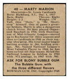 1948 Bowman Baseball #040 Marty Marion Cardinals VG trimmed 507994
