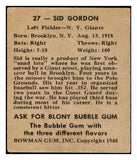 1948 Bowman Baseball #027 Sid Gordon Giants EX 507995