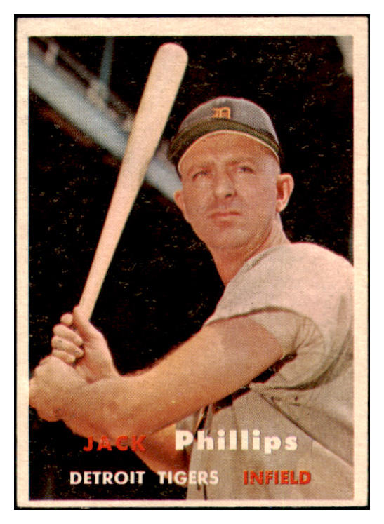 1957 Topps Baseball #307 Jack Phillips Tigers EX 508059
