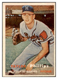 1957 Topps Baseball #343 Taylor Phillips Braves EX-MT 508094