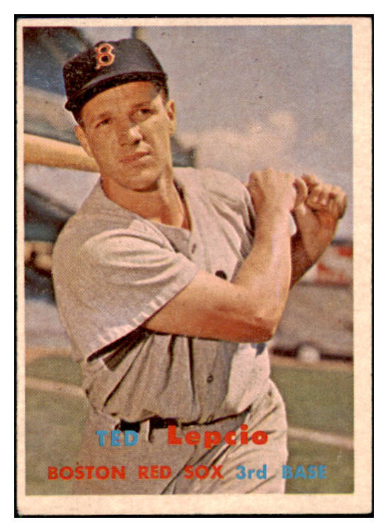 1957 Topps Baseball #288 Ted Lepcio Red Sox EX 508156
