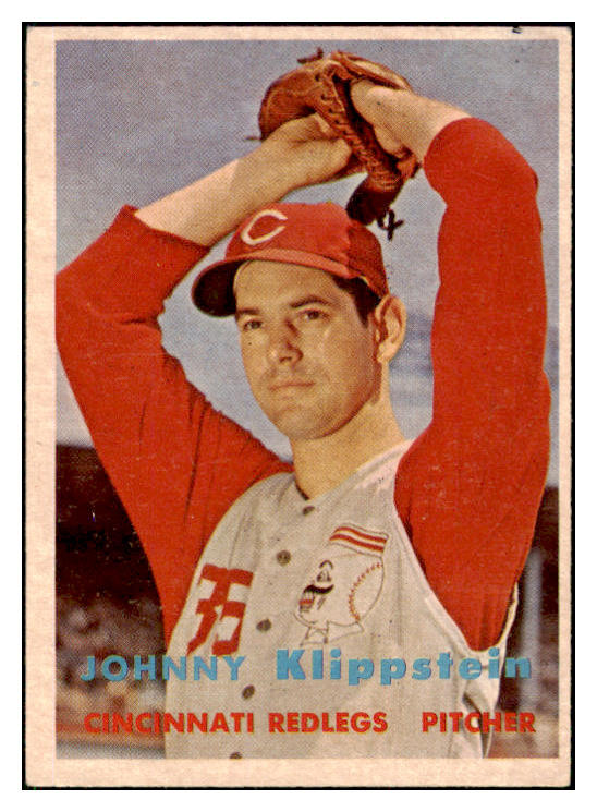 1957 Topps Baseball #296 Johnny Klippstein Reds EX 508190