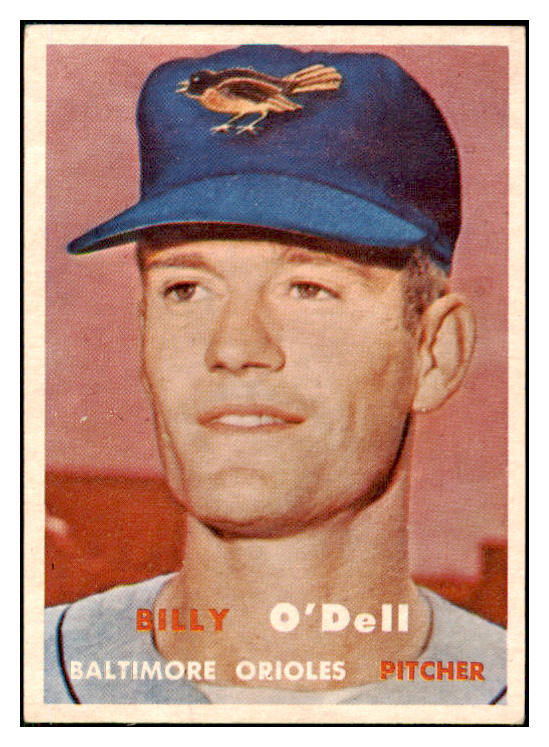 1957 Topps Baseball #316 Billy O'Dell Orioles EX-MT wax stain 508246