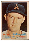 1957 Topps Baseball #318 Mickey McDermott A's EX 508254