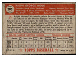 1952 Topps Baseball #200 Ralph Houk Yankees VG-EX 508427