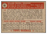 1952 Topps Baseball #083 Billy Johnson Cardinals VG-EX 508446