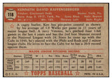 1952 Topps Baseball #118 Ken Raffensberger Reds EX+/EX-MT 508493