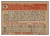 1952 Topps Baseball #096 Willard Marshall Braves EX-MT 508513