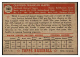 1952 Topps Baseball #103 Cliff Mapes Tigers EX-MT 508546