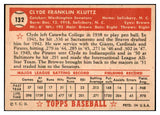 1952 Topps Baseball #132 Clyde Kluttz Senators EX-MT 508549