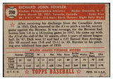 1952 Topps Baseball #210 Dick Fowler A's EX-MT 508573