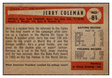 1954 Bowman Baseball #081 Jerry Coleman Yankees EX-MT 508656