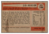 1954 Bowman Baseball #194 Sid Hudson Red Sox EX-MT 508679