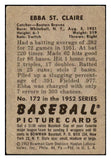 1952 Bowman Baseball #172 Ebba St. Claire Braves VG-EX 508896