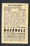 1952 Bowman Baseball #178 Dave Williams Giants VG-EX 508902