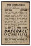1952 Bowman Baseball #234 Fred Fitzsimmons Giants VG-EX 508923