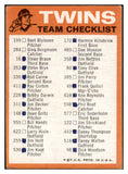 1973 Topps Baseball Blue Team Checklists Minnesota Twins Low Grade 509098