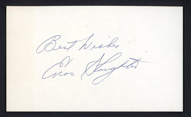 Enos Slaughter Cardinals Signed 3x5 Card Signed Autographed 509129