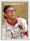 1967 Topps #589 Dave Ricketts Cardinals Signed Autographed 509195