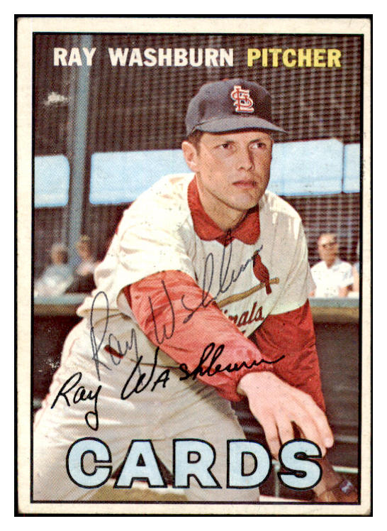 1967 Topps #092 Ray Washburn Cardinals Signed Autographed 509231