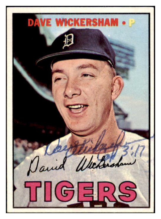 1967 Topps #112 Dave Wickersham Tigers Signed Autographed 509237